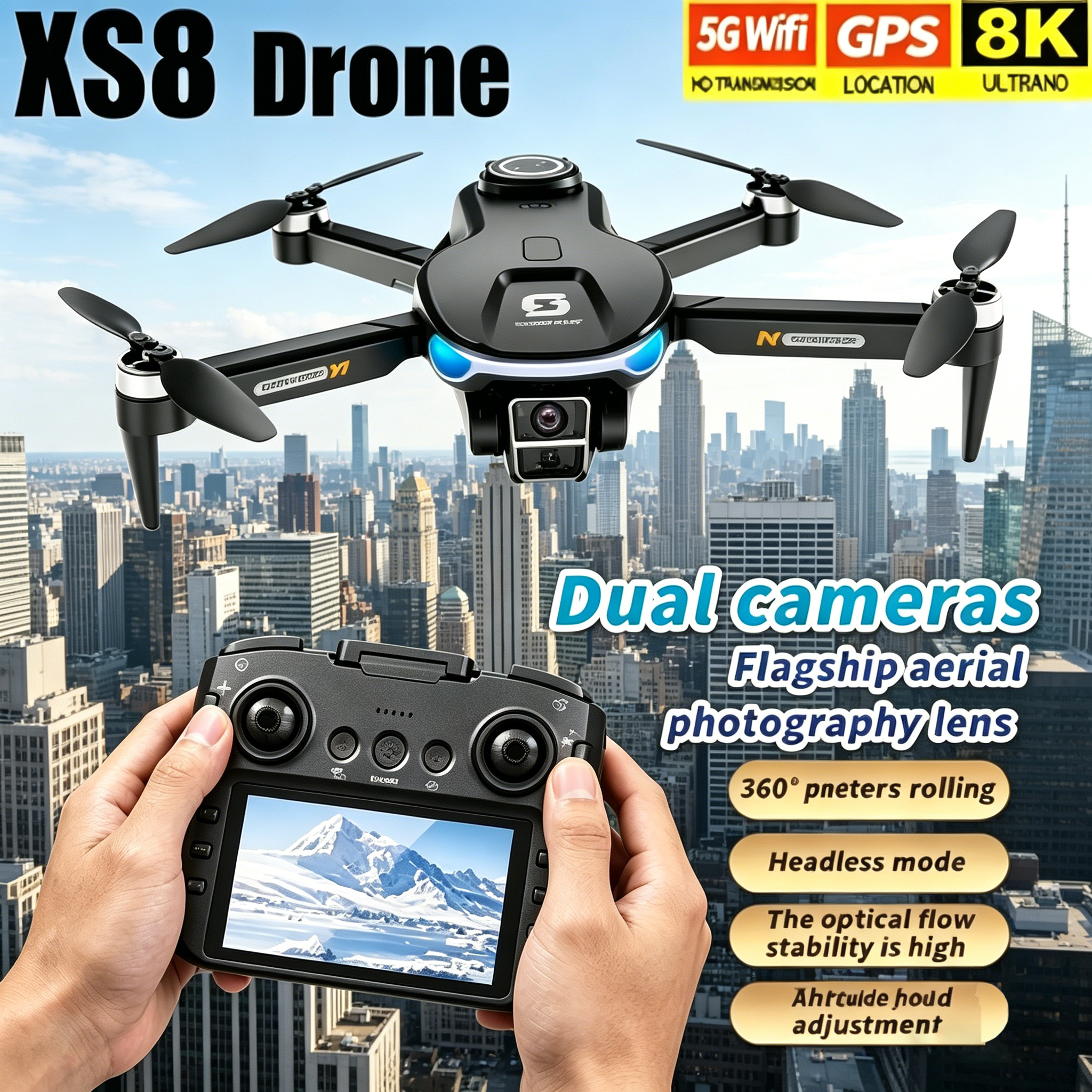 Drone Kit Hexacopter - HD 8K Professional GPS Drone with
