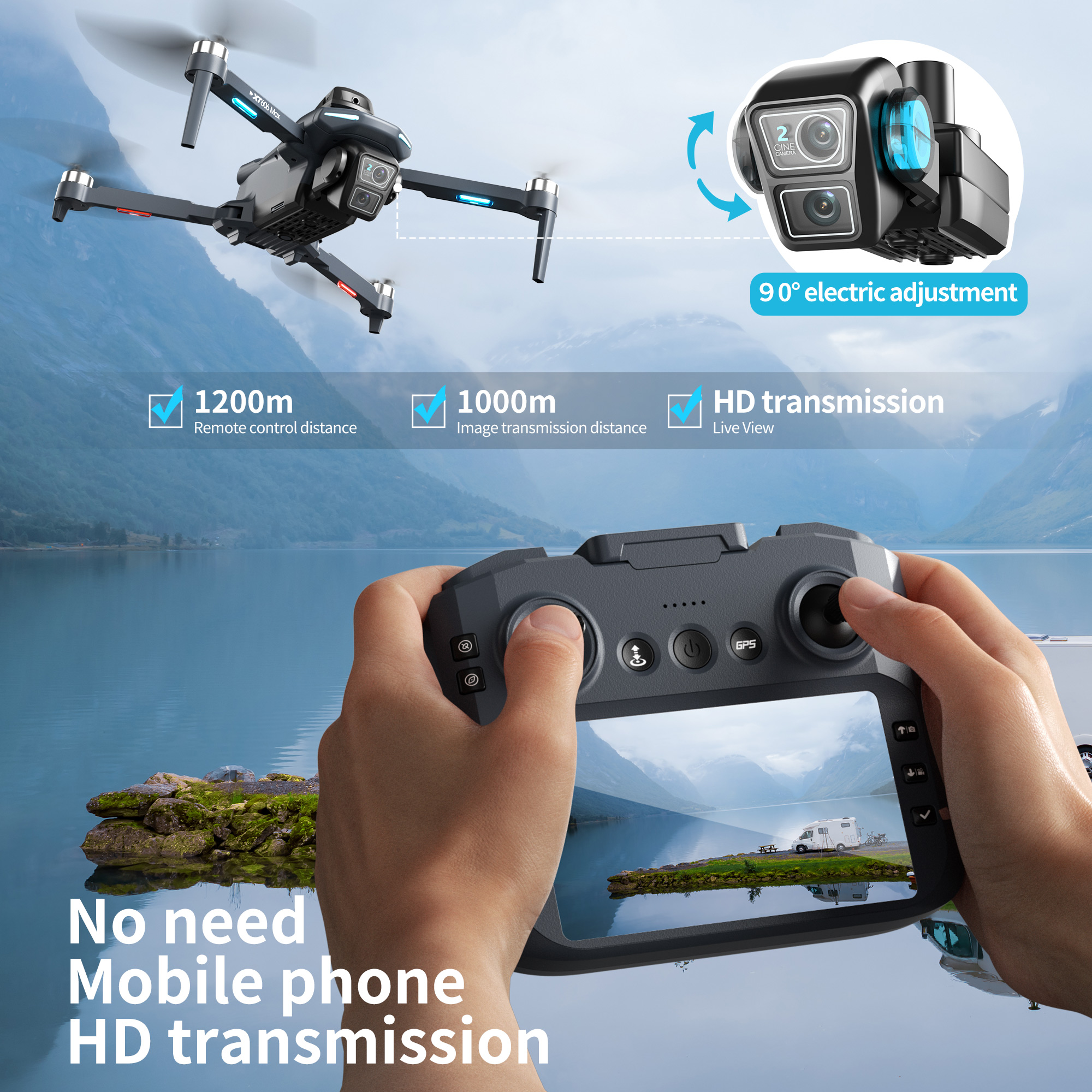 XT606 Foldable Drone 4K Dual C - Drone Kit Long Range recensie en prijs